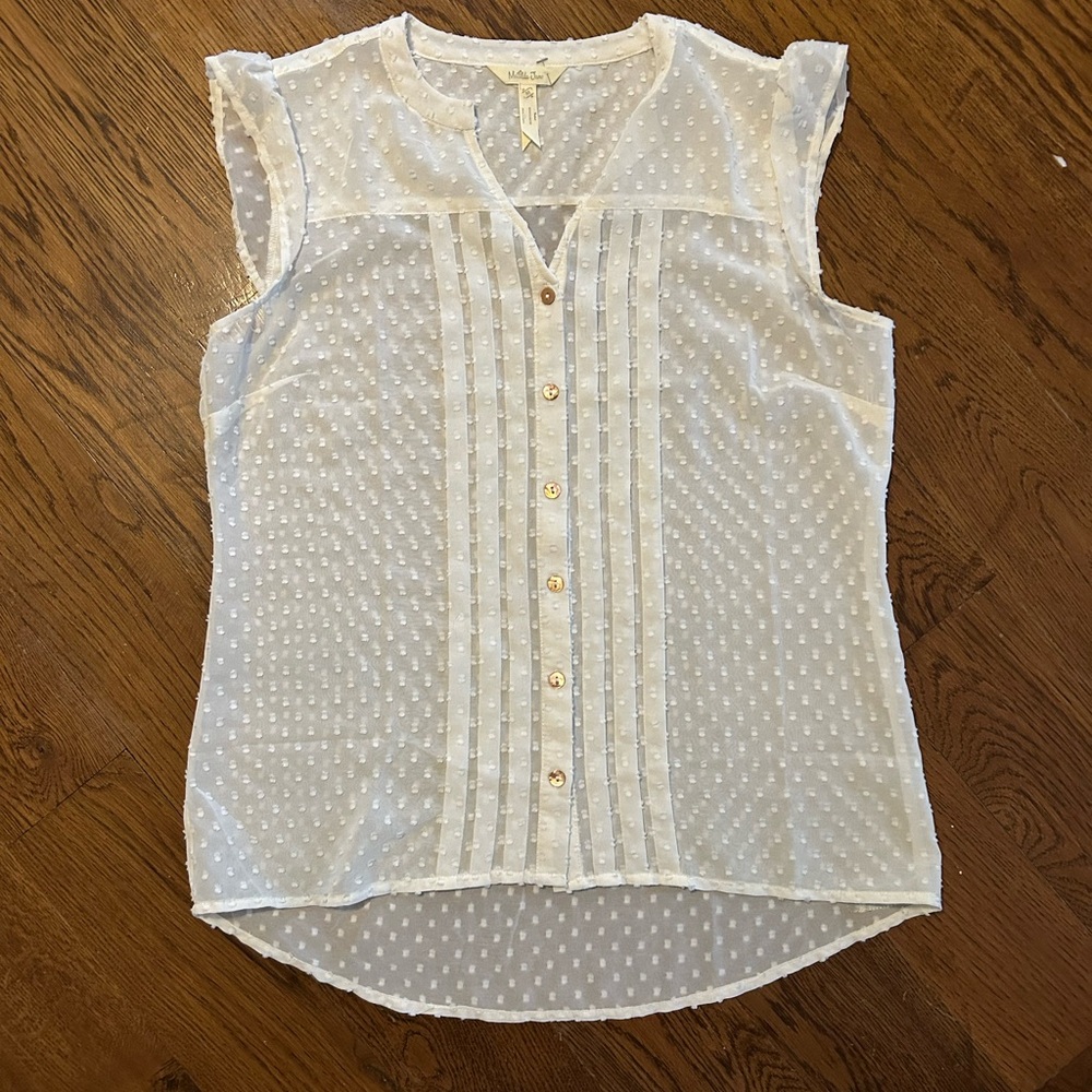Matilda Jane Cream Sleeveless Pleated Blouse